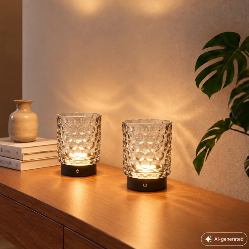 Sunora - Set van 2 Tafellampen oplaadbaar - snoerloze lamp - glazen lamp - dimbaar - zwart - Ø11 x 15 cm de Briloner en Noir – photo produit 1 sur 5