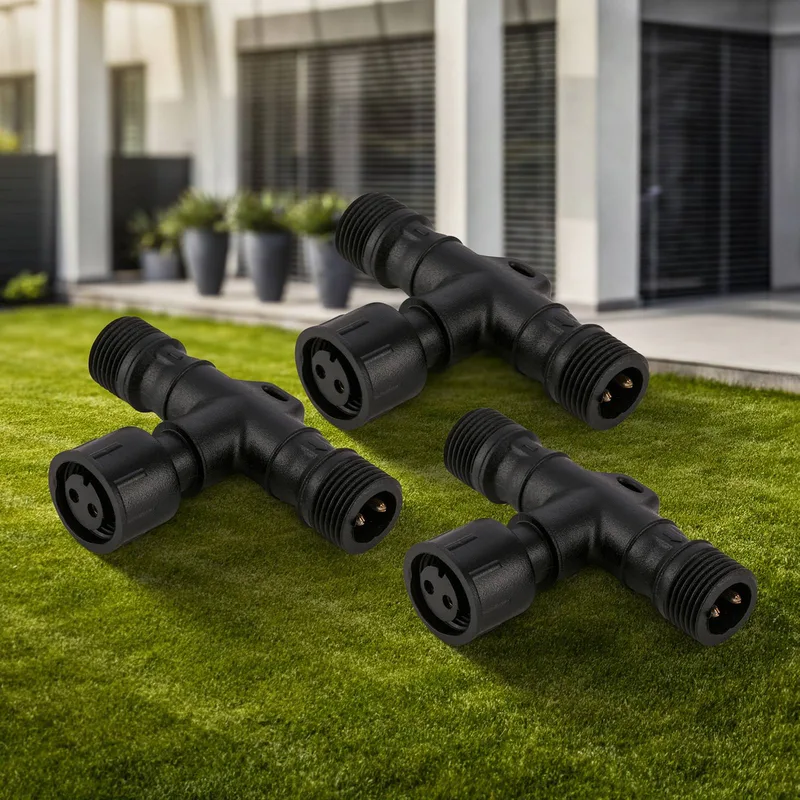 T-stekker 3910035 voor 12 V buitenlampen, set van 3 de Briloner en Noir – photo produit