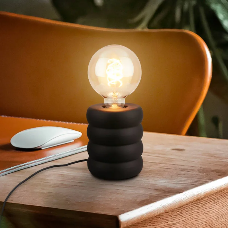 Tafellamp Foam, keramiek, E27, 25 W, Ø 10 cm fra Briloner i Matzwart – produktbillede