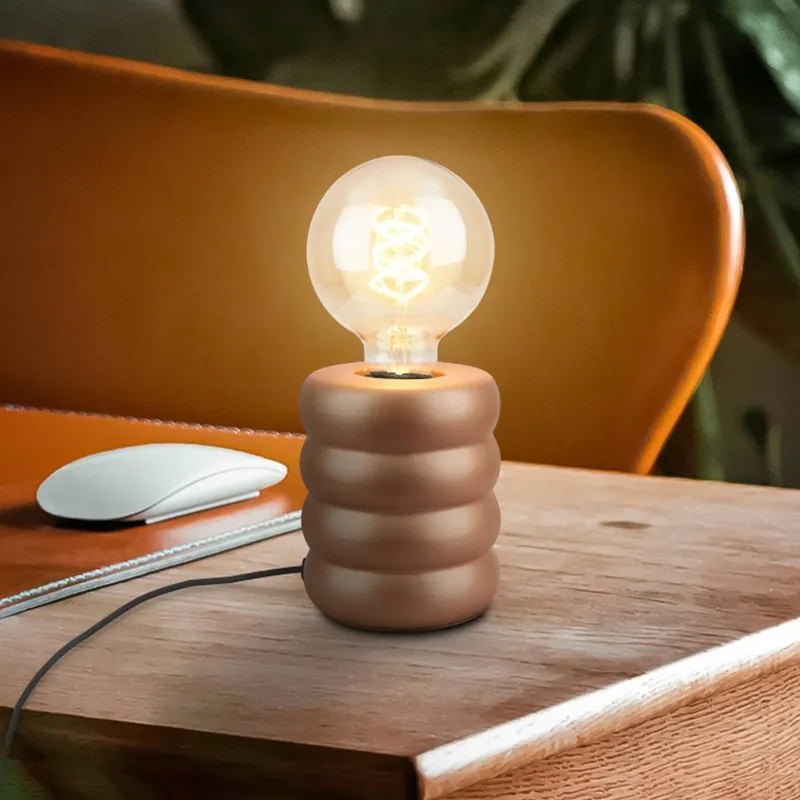 Tafellamp Foam, koffiebruin, keramiek, E27, 25 W, Ø 10 cm de Briloner en Marron – photo produit