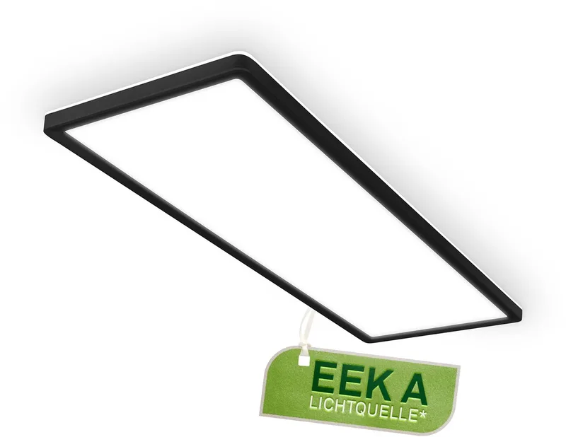 Tava A - LED Plafondlamp - plafonniere met EEK A Lichtbron* - levensduur 50.000 h** - paneel met indirect Licht - neutraal wit licht - 58cm - zwart von Briloner in Zwart hoekig (met EKK A) – Produktfoto