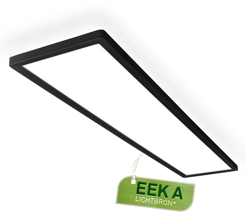 Tava A - LED Plafondlamp - Plafonniere met EEK A Lichtbron* - levensduur 50.000 h** - indirect Licht - bureaulamp met neutraal wit licht - 98 cm - zwart by Briloner in Zwart hoekig (met EEK A) – product photo