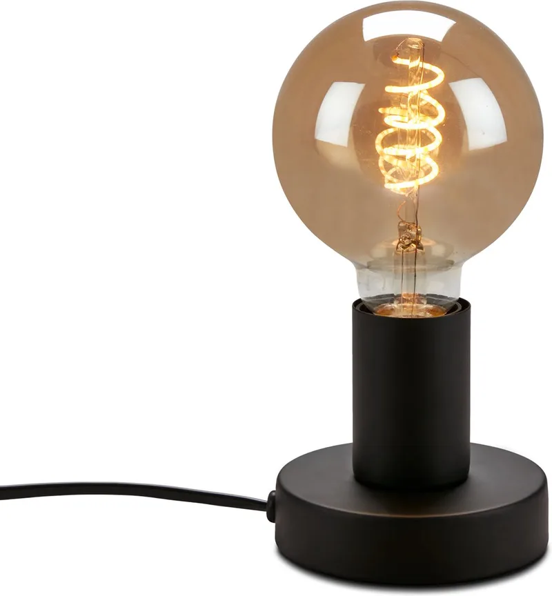 Teepu - Industriële Tafellamp - retro bedlamp - metaal - E27 fitting - Ø10 cm de Briloner en Noir – photo produit