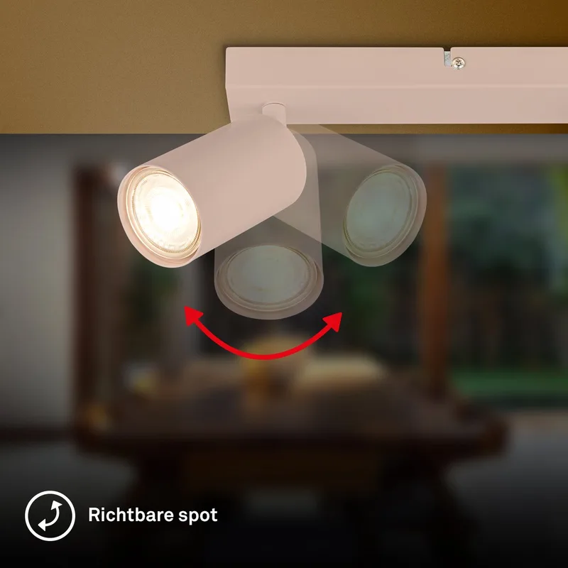 Tib - Opbouwspot - draaibaar plafondspots - GU10 fitting - woonkamer lamp - 25.5 x 8.5 cm de Briloner en Beige – photo produit