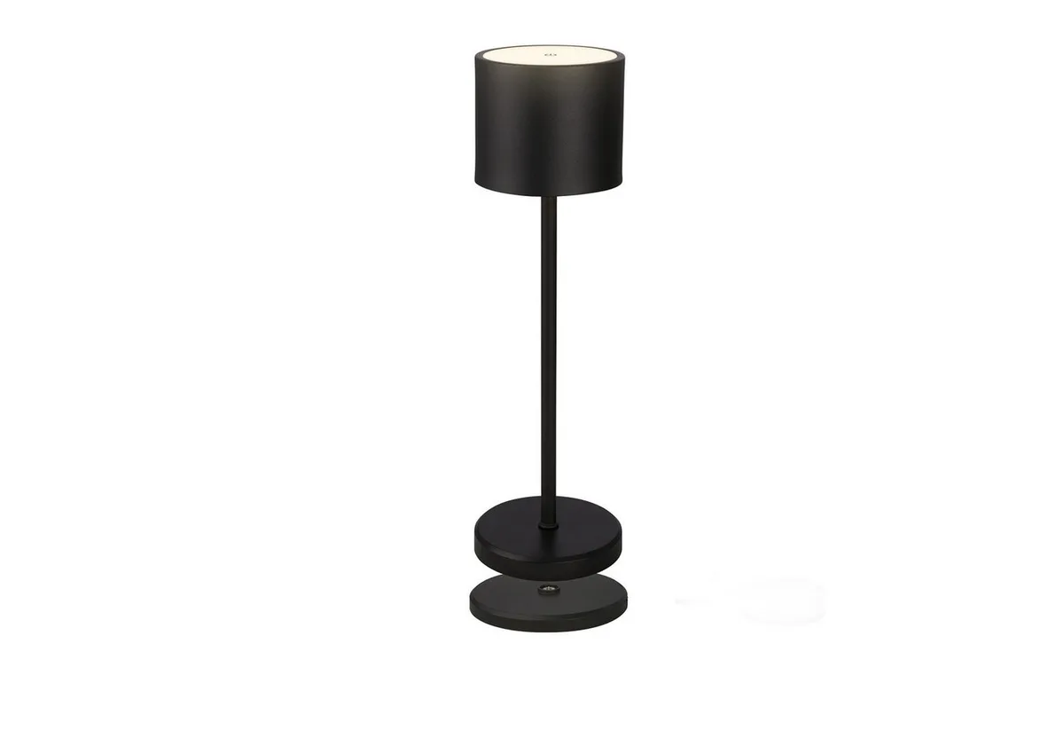 Tischleuchte LED Tischlampe Akku IP44 kabellos Indoor/Outdoor, mit Ladestation, LED wechselbar, 2700K - Extra - Warmweiß, LED Tischlampe kabellos 36x10,5 cm Beige Wohnzimmer Schlafzimmer von Briloner in Schwarz – Produktfoto