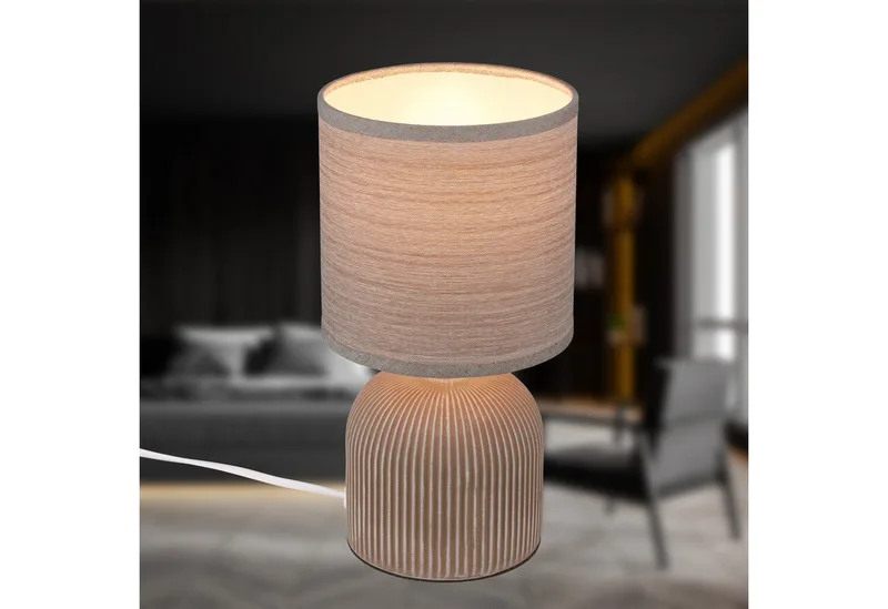 Tischleuchte LED Tischlampe Wohnzimmer Keramik Kommodenlampe E14, ohne Leuchtmittel, Tischlampe max. 10W Schlafzimmer Wohnzimmer Nachttisch van Briloner in Bruin – productfoto