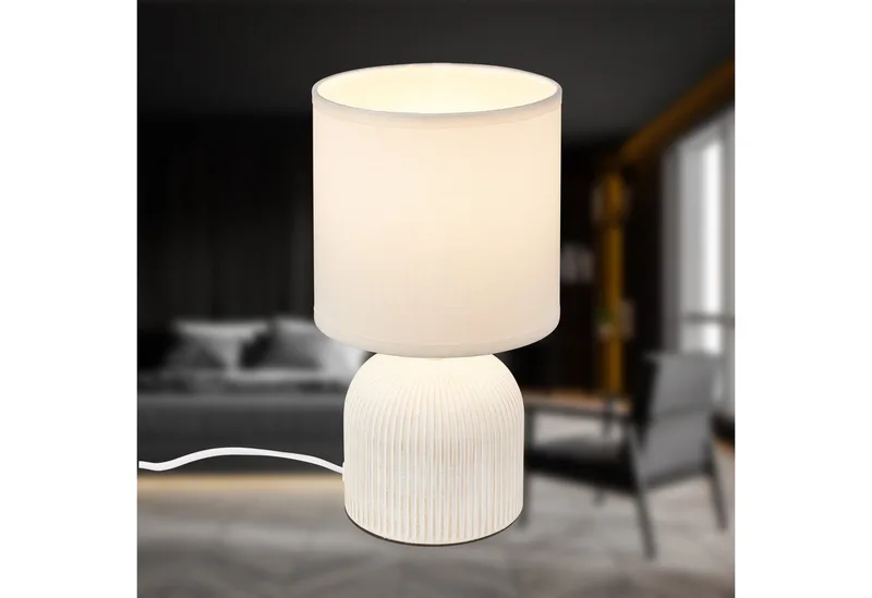 Tischleuchte LED Tischlampe Wohnzimmer Keramik Kommodenlampe E14, ohne Leuchtmittel, Tischlampe max. 10W Schlafzimmer Wohnzimmer Nachttisch de Briloner en Blanc – photo produit