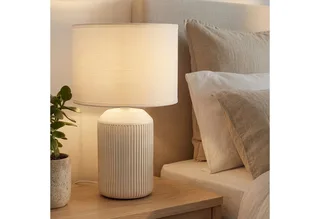 Tischleuchte LED Tischlampe Wohnzimmer Keramik Kommodenlampe E14, ohne Leuchtmittel, Tischlampe max. 10W Schlafzimmer Wohnzimmer Nachttisch von Briloner in Weiß – Produktfoto 1 von 2
