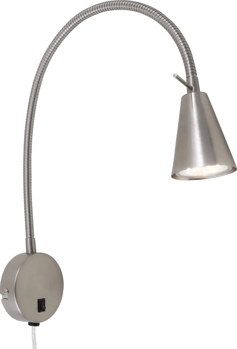Tusa - LED Wandlamp - zwenkbare bureaulamp - bedlamp met warm wit licht - 4.7 W - nikkel - Ø8 x 45 cm by Briloner in Mat nikkel – product photo