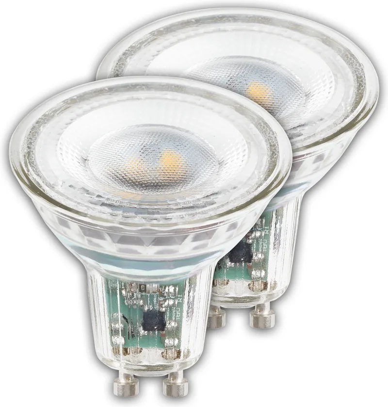 Ultra Efficient LED lamp - set van 2 lichtbronnen - GU10 - EEK A - glas - 2.5W - 450Lm - 3.000 K warm wit licht - Ø5cm by Briloner – product photo