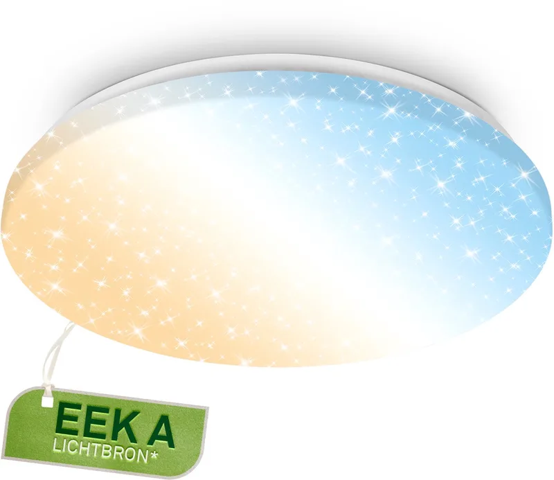 Verb A - CCT LED Plafondlamp - EEK A lichtbron* - plafonniere met sterrenhemeleffect - dimbaar met afstandsbediening -geheugen- en nachtlichtfunctie - Ø38cm de Briloner en Blanc – photo produit