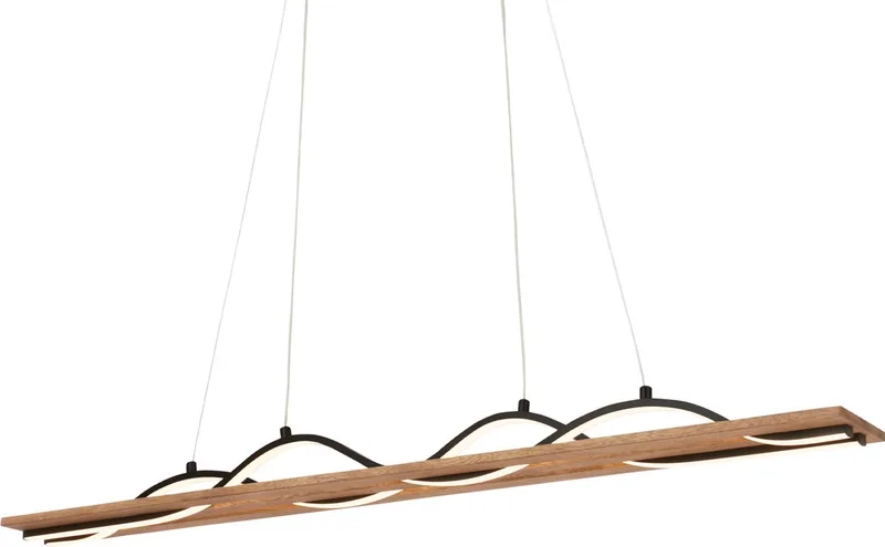 Vinka - Hanglamp - met hout design - warm wit licht - 98 x 11 x 120 cm från Briloner i Zwart hout – produktbild