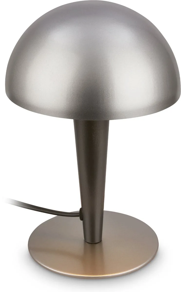 Wanda - Tafellamp - met E14 fitting - met kabelschakelaar - bedlamp slaapkamer - woonkamer lamp - metallic - Ø15 x 22.5 cm by Briloner in Anthracite – product photo