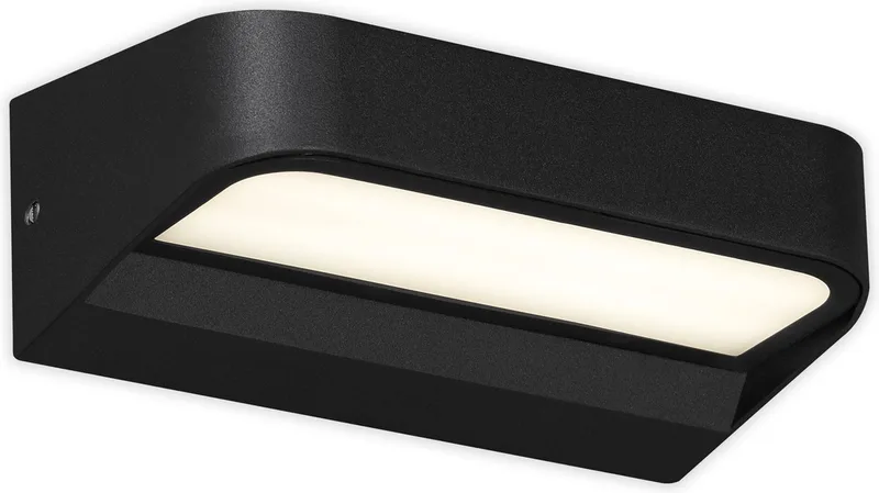 Wandlamp buiten - buitenlamp - buitenverlichting - IP44 - 8 Watt - 4.000 Kelvin - zwart, 142x83x52mm (LxBxH) van Briloner in Zwaart – productfoto