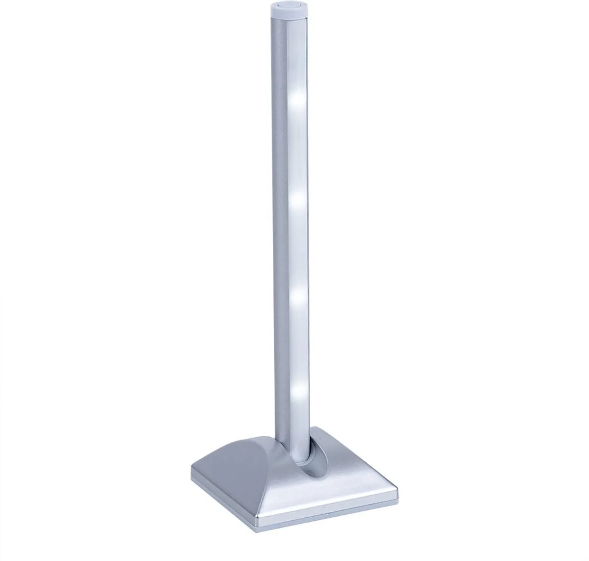Wandlamp Nachtlamp Wandlamp 2 niveaus Indirecte binnenverlichting Tafellamp Nachtlamp Op batterijen, kunststof, 1x LED, DxH 9x28 cm från Briloner i Silver – produktbild