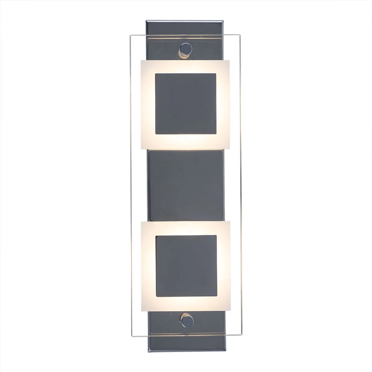 Wandlamp spiegellamp wandlamp gesatineerd glas LED hallamp wand chroom, metaal, 2x LED 4.5W 400Lm warm wit, LxBxH 30x10x5 cm från Briloner i Silver – produktbild