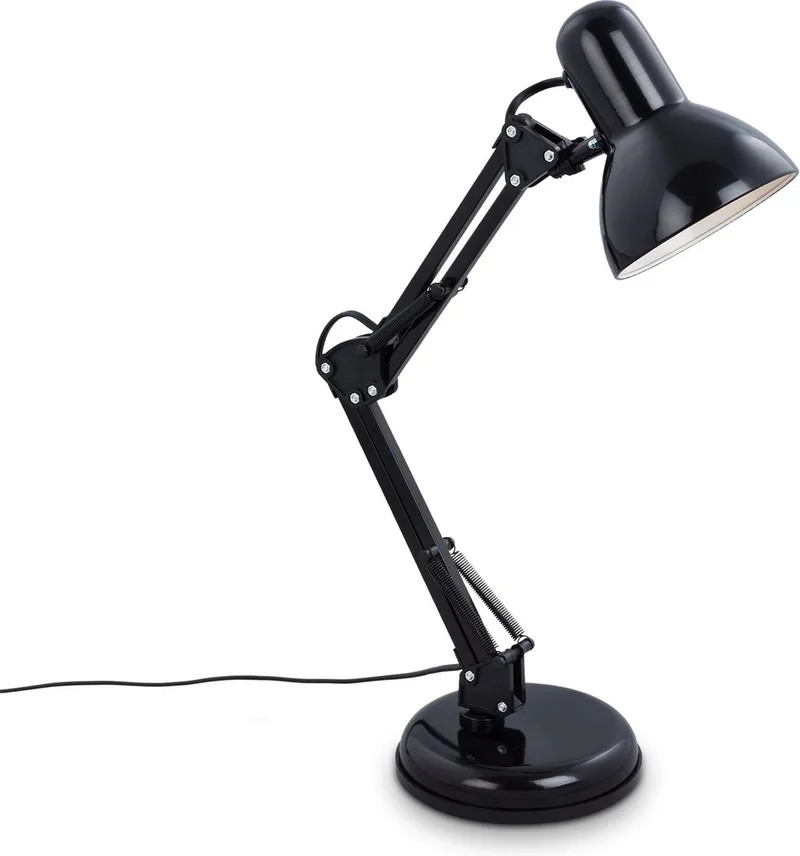 Zwarte Tafellamp - industriële bureaulamp - kantelbaar retro metalen design - E14 fitting - excl. lichtbron de Briloner en Zwart mat – photo produit