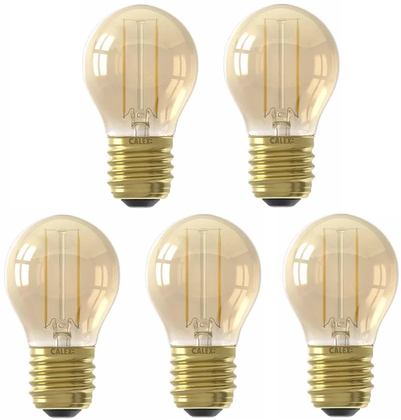 5 stuks Calex - LED - kogellamp - E27 - 3.5W - 250lm 2100K - Goud - dimbaar P45 von Calex – Produktfoto