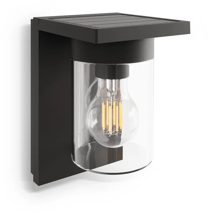 Asti Solar Wandlamp - Tuinverlichting op Zonne-energie - Buitenlamp met Bewegingssensor - Warm Wit Licht von Calex in Schwarz – Produktfoto