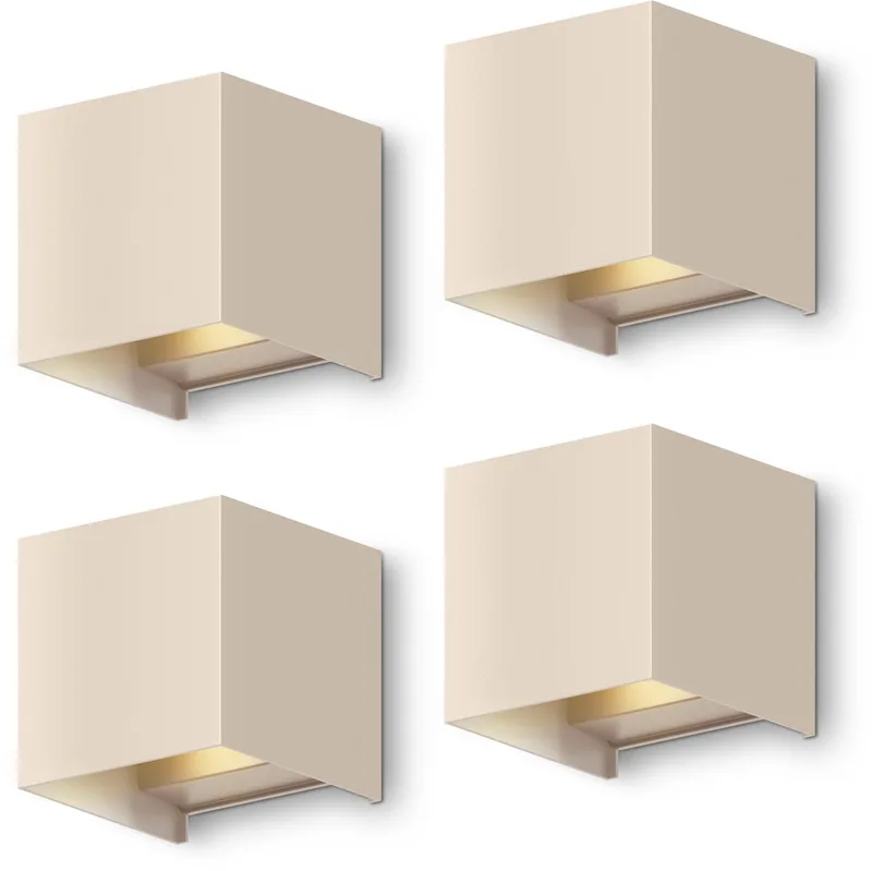 Bari Wandlamp - Buiten & Binnen - Warm Wit up & down Licht - verstelbare Lichtstraal - Waterdicht - Zandkleur - 4-pack de Calex en Zand 4-Stuks – photo produit