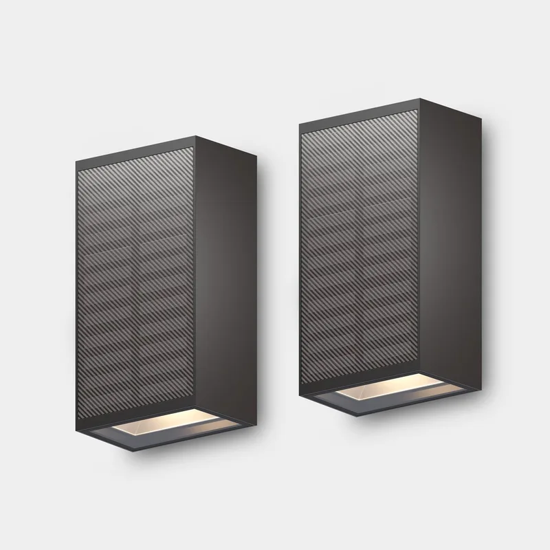 Birindisi Solar Wandlamp - Warm Wit up & down Licht - op zonne‑energie - Draadloos - Waterdicht - Zwart - 2-pack fra Calex i Zwart 2-Stuks – produktbillede