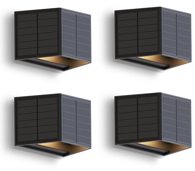Caserta Solar Wandlamp - 4 Stuks - Up & Down Tuinverlichting - Zonne-energie - Warm Wit Licht - Zwart von Calex in Zwart-4-Stuks – Produktfoto