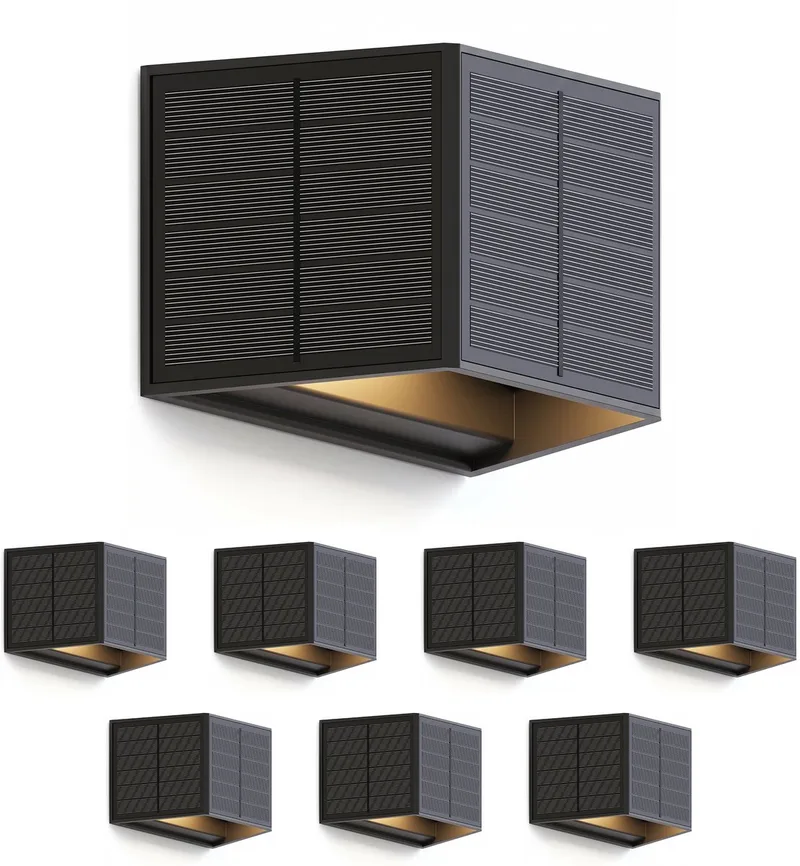 Caserta Solar Wandlamp - 8 Stuks - Up & Down Tuinverlichting - Zonne-energie - Warm Wit Licht - Zwart van Calex in Zwart-8-Stuks – productfoto