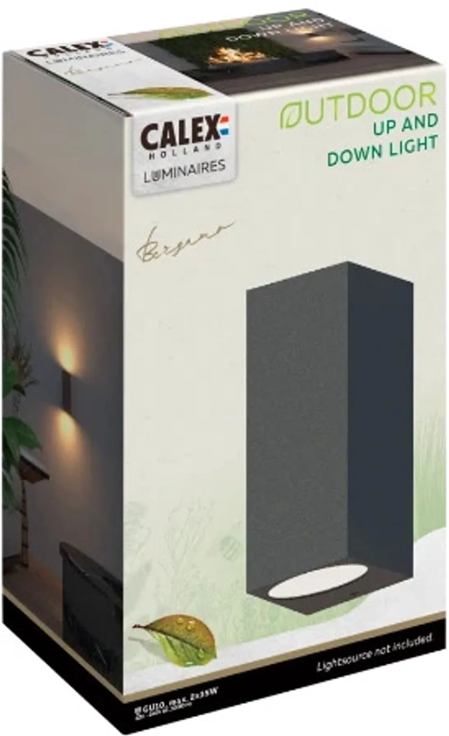 Doos 4x Calex Buiten Up/Downlighter Bergamo | 2x GU10 | IP54 från Calex i Svart – produktbild