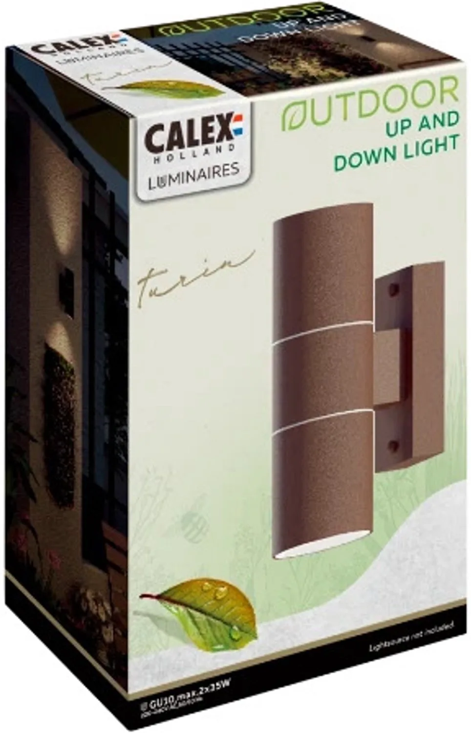 Doos 4x Calex Buiten Up/Downlighter Turin | 2x GU10 | IP54 | Roest von Calex in Braun – Produktfoto