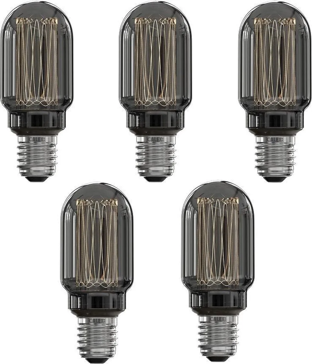 Doos 5x Calex E27 LED Buislamp Glassfiber Titanium | 3.5W 40Lm 2000K | 220-240V 820 T45 | Dimbaar fra Calex – produktbillede