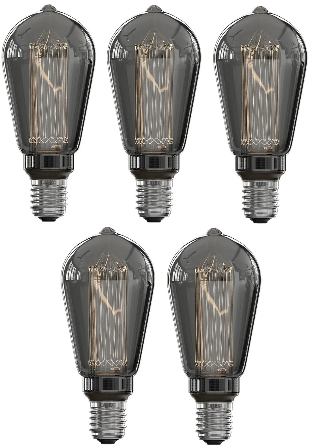 Doos 5x Calex E27 LED Edison Lamp Glassfiber Titanium | 3.5W 40Lm 2000K | 220-240V 820 ST64 | Dimbaar fra Calex – produktbillede