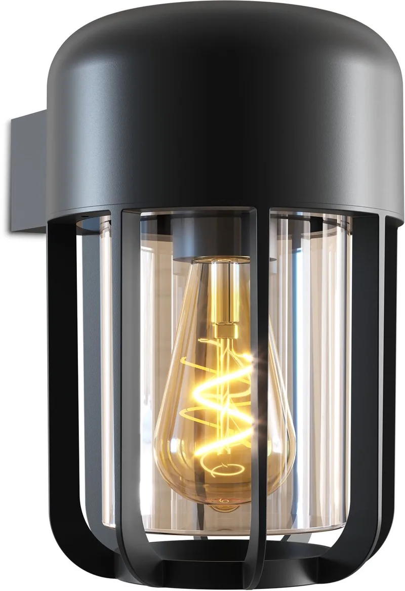 Faenza Outdoor Wandlamp – E27 Fitting – IP65 Waterdicht – Dag Nacht Sensor de Calex en Noir – photo produit