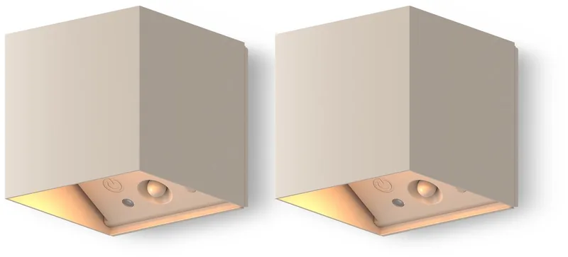 Falerna Wandlamp - 2 Stuks - Buitenlamp met Bewegingssensor - Up en Down Tuinverlichting - Dimbaar - Oplaadbaar de Calex en Zand – photo produit