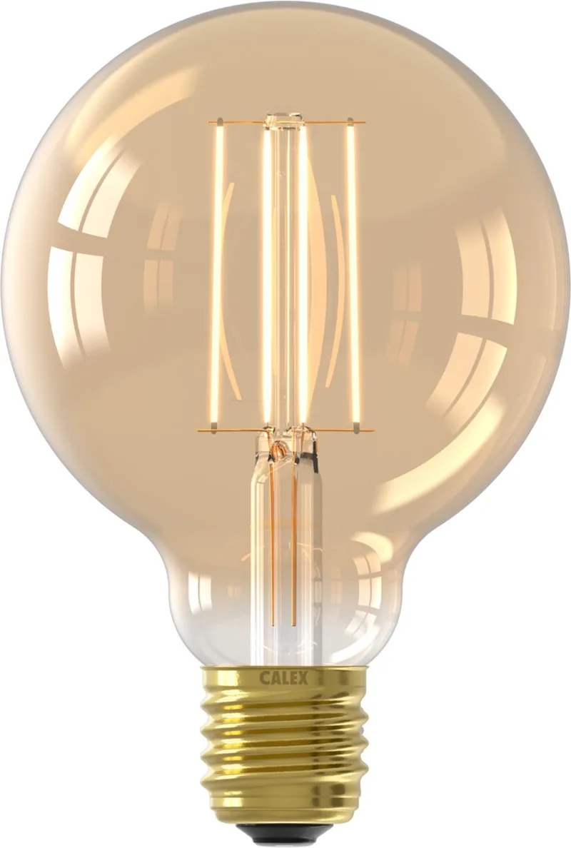 Filament LED Lamp - G95 Vintage Lichtbron - E27 - Goud - Warm Wit Licht - Dimbaar de Calex – photo produit