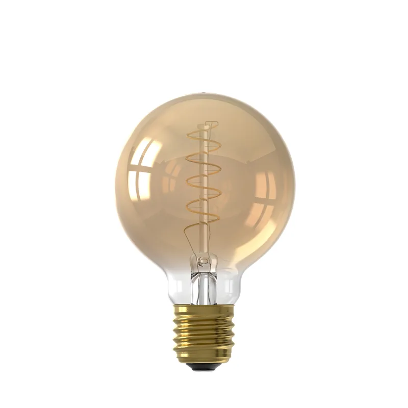 Globe G80 | goud | Ø 80 mm | flex filament | 220-240V | 3.8 watt | 250 lumen | 2100K | E27 by Calex – product photo