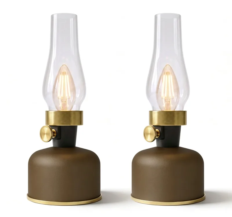 Lavinio Oplaadbare Tafellamp - 2 Stuks - Draadloos - LED Olielamp - Camping Lamp - Binnen en Buiten - Warm Wit Licht - Dimbaar -Mocha från Calex i Mocha-2-Stuks – produktbild