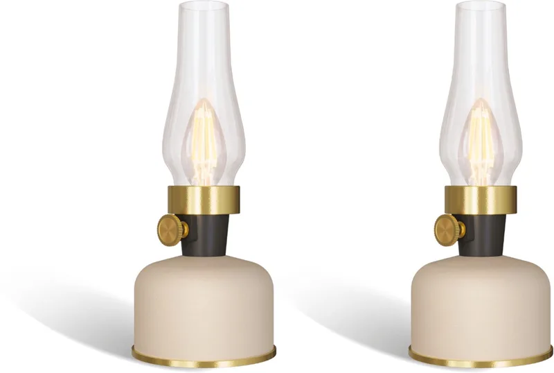 Lavinio Oplaadbare Tafellamp - 2 Stuks - Draadloos - LED Olielamp - Camping Lamp - Binnen en Buiten - Warm Wit Licht - Dimbaar - Zand de Calex en Zand-2-Stuks – photo produit