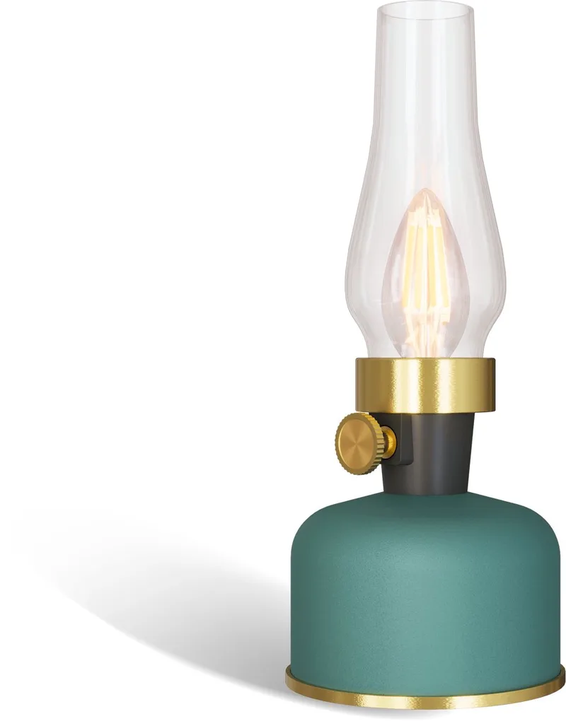 Lavinio Oplaadbare Tafellamp - Draadloos - LED Olielamp - Camping Lamp - Binnen en Buiten - Warm Wit Licht - Dimbaar von Calex in Grün – Produktfoto