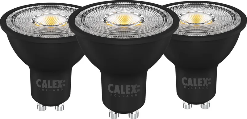 LED Lamp - 3 Stuks - 3x GU10 spot - Inbouwspots - Dimbaar - Zwart - Warm Wit Licht - 5W von Calex – Produktfoto