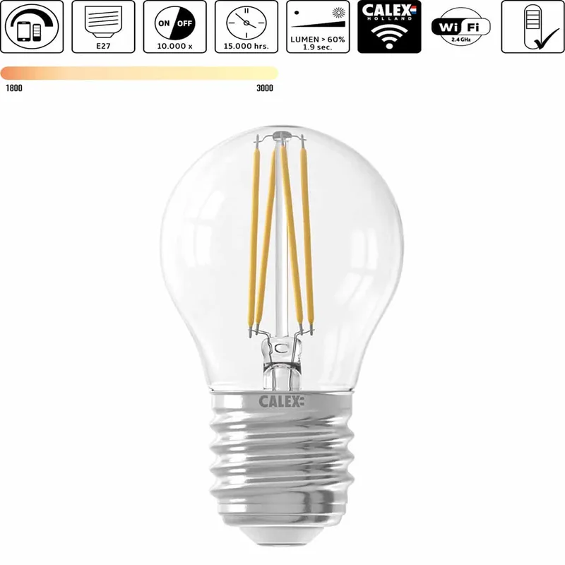 LED lamp | dimbaar | E27 | 4,5 watt | Ø45 mm | 1800-3000 Kelvin | 450 lumen | 220 Volt, 240 volt by Calex – product photo