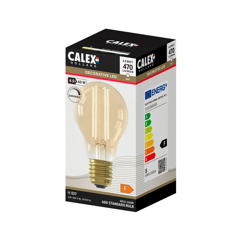 LED lamp | filament | dimbaar | E27 | 4,5 watt | 240V | extra warm licht by Calex – product photo