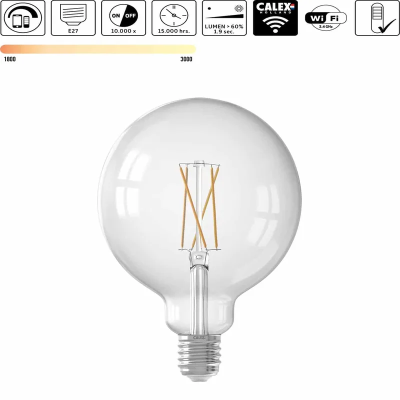 LED lamp globe | dimbaar | E27 | 7,5 watt | Ø125 mm | 1800-3000 Kelvin | 1055 lumen | 220 Volt, 240 de Calex – photo produit