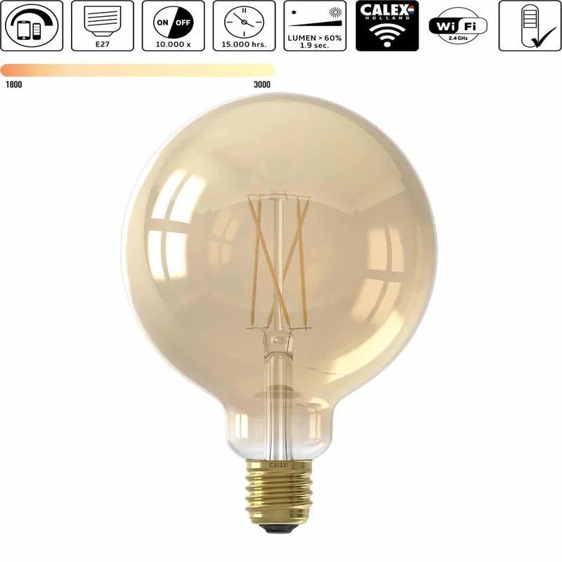 LED lamp globe | dimbaar | E27 | 7 watt | Ø125 mm | 1800-3000 Kelvin | 806 lumen | 220 Volt, 240 de Calex – photo produit