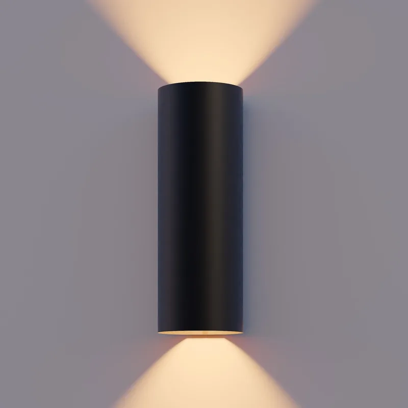 LED Wandlamp Florence - Ovaal - LED Up & Down - Verstelbare Stralingshoek - 8W - Tuinverlichting - Modern Design - Warm Wit Licht - Voor Binnen en Buiten från Calex i Svart – produktbild