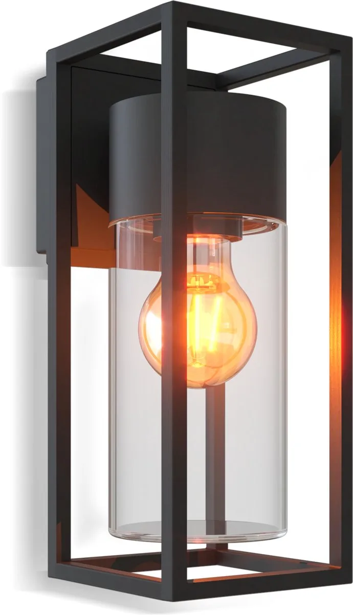 LED Wandlamp Genoa - E27 – IP44 Spatwaterdicht - Aluminium – Industrieel – Modern von Calex in Schwarz – Produktfoto
