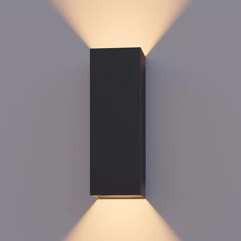 LED utomhusvägglampa Rektangel upp/ned höjd 23cm svart von Calex in Schwarz – Produktfoto