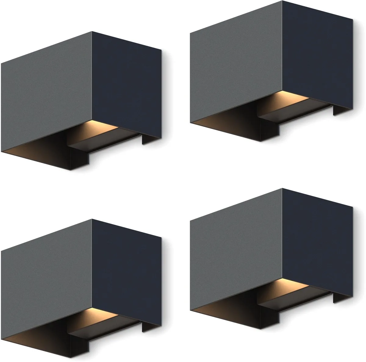 LED Wandlamp Venice - 4 Stuks - Rechthoek - LED Up & Down - Verstelbare Stralingshoek - 7W - Tuinverlichting - Modern Design - Warm Wit Licht - Voor Binnen en Buiten de Calex en Noir – photo produit
