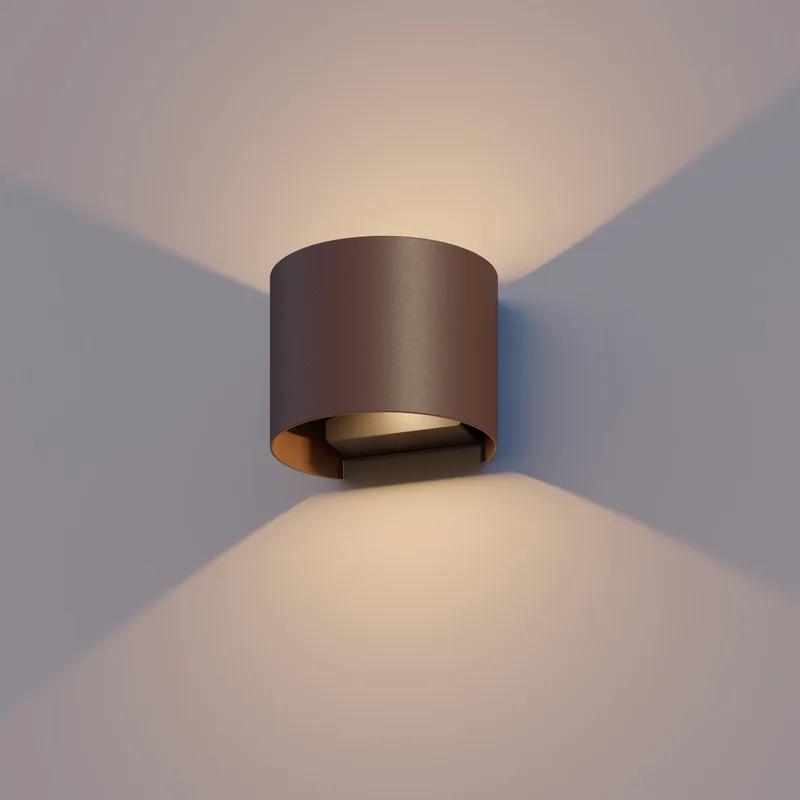 LED Wandlamp Verona - Oval- LED Up & Down - Verstelbare Stralingshoek - 7W - Tuinverlichting - Modern Design - Warm Wit Licht - Voor Binnen en Buiten - Roestkleur från Calex i Roest – produktbild