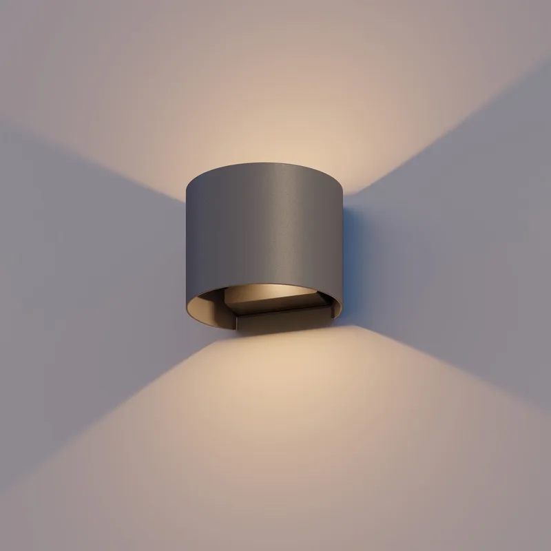 LED Wandlamp Verona - Oval - LED Up & Down - Verstelbare Stralingshoek - 7W - Tuinverlichting - Modern Design - Warm Wit Licht - Voor Binnen en Buiten de Calex en Anthracite – photo produit