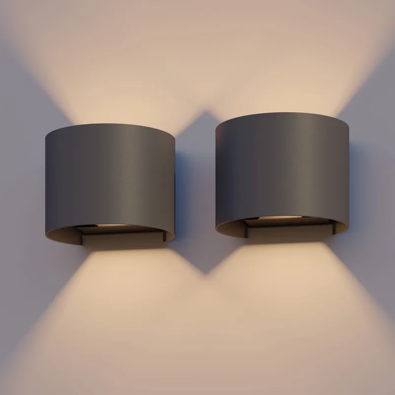 LED Wandlamp Verona - Set van 2 - Oval - Up & Down Tuinverlichting - Modern Design - Warm Wit Licht - Voor Binnen en Buiten - Verstelbare Stralingshoek - Eenvoudige Installatie - 7W - Antraciet fra Calex i Antraciet-2-Stuks – produktbillede